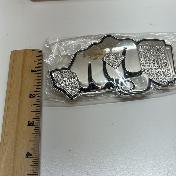 Silver Fisk with Diamond Ring and Money Metal Belt Buckle - Picture 4 of 5